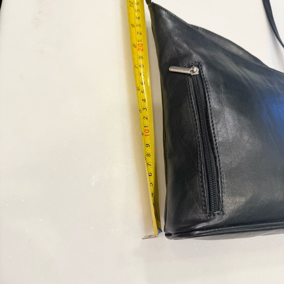 Lango Paris VTG Black Leather Asymmetrical Shoulder Bag EUC RARE - Picture 8 of 16